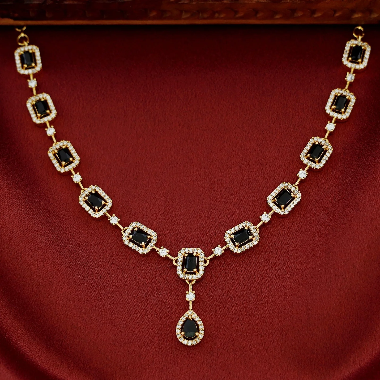 AD Stone Rectangle Short Neckpiece - Image 3